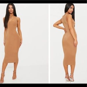 Camel Slinky Midi Dress